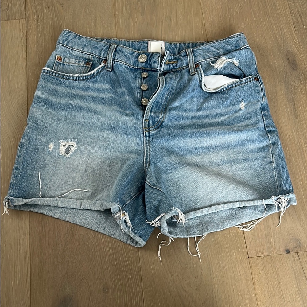 BDG Blue Jean Shorts with Vintage Distressing